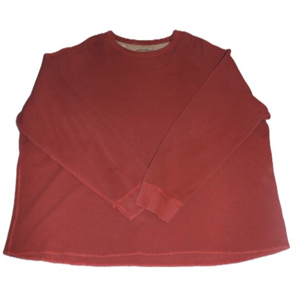 EDDIE BAUER Thermal Waffle Cotton Long-Sleeve Shirt in Brick - Size XXL - Picture 8 of 8